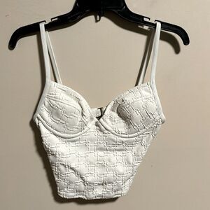 Victoria’s Secret Corset Tankini Swim Top White- Size 36A Vintage